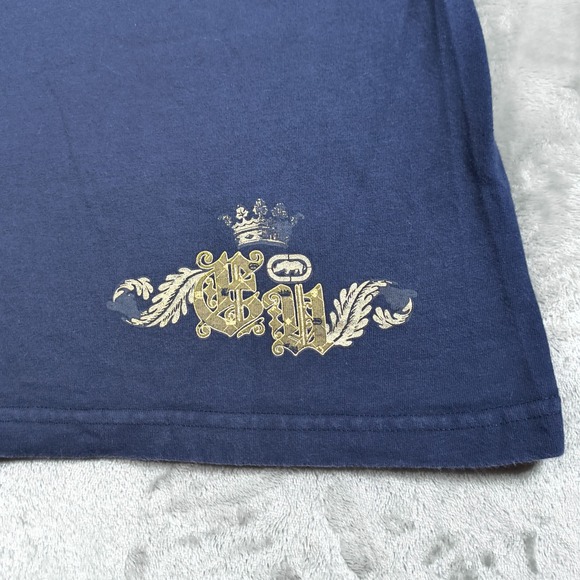 Vintage Ecko Shirt Mens XL Blue Classic Rhino Logo Gold Embossed Y2K Streetwear - Picture 8 of 9